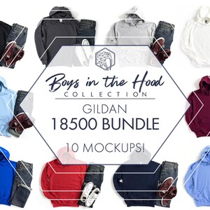 Gildan 18500 Mockup Bundle | 10 Men’s Hoodie Flat Lay JPGs | Download image 1