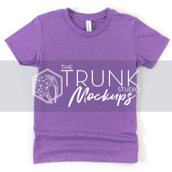 Kids Heather Team Purple 3001y Mock up, Purple Shirt Mock Up, Kids Shirt Mockup, Boys Shirt Mockup, Bella Canvas Mockup, School Mockup