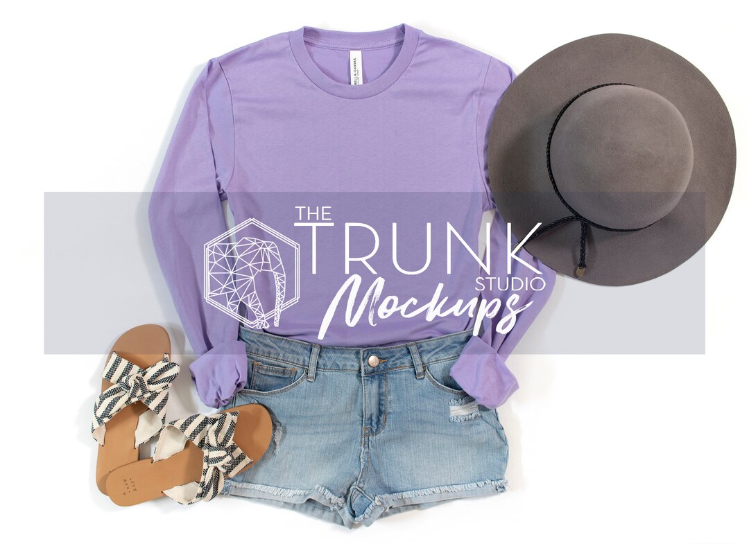 3501 Dark Lavender Mockup, Long Sleeve Mockup, Bella Canvas 3501 Mockup ...