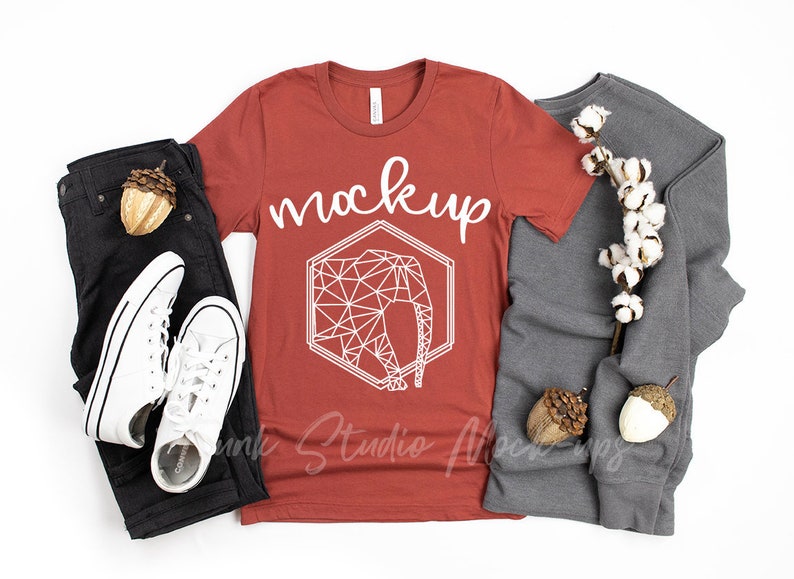 Download FALL Bella Canvas 3001 RUST Shirt Mock Up Thanksgiving ...