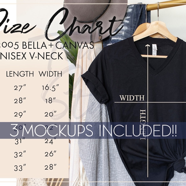 3005 SIZE CHART, Bella Canvas 3005 Size Chart, Size Chart Bella Canvas 3005, Size Chart for V Neck, Bella Canvas Size Chart 3005