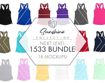 Next Level 1533 Tank Top Mockup Bundle | 8 Women’s Racerback Flat Lays | JPGs