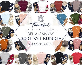 FALL BUNDLE 3001 Mockup, Thanksgiving Shirt Mockup, Fall 3001 Mockup, Bella Canvas 3001 Mockup, 3001 Mockup Bundle, Fall Tshirt Bundle