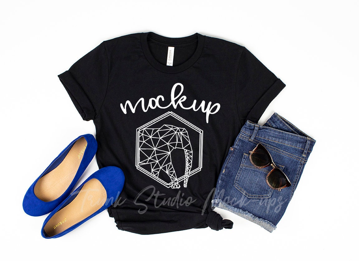 Bella Canvas 3001 Black Shirt Mock Up Womens Shirt Mockups Etsy