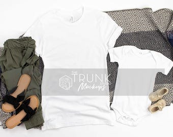 Bella Canvas 3001 & 100B White Family Mockup | Mommy and Me | JPG