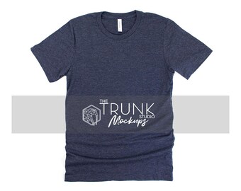 Bella Canvas 3001 Heather Navy Mockup / Solo maglietta vista dall'alto / JPG