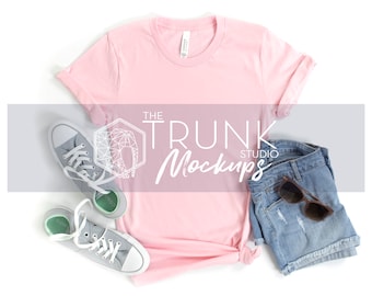 Bella Canvas 3001 Pink Mockup, Womens Shirt Mockup, Pink 3001 Mock Up, Bella Canvas 3001 Mockup, Pink Shirt Mockup, Bella Canvas Pink Mockup