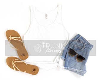 Bella Canvas 3480 White Mockup / Canotta da donna Flat Lay