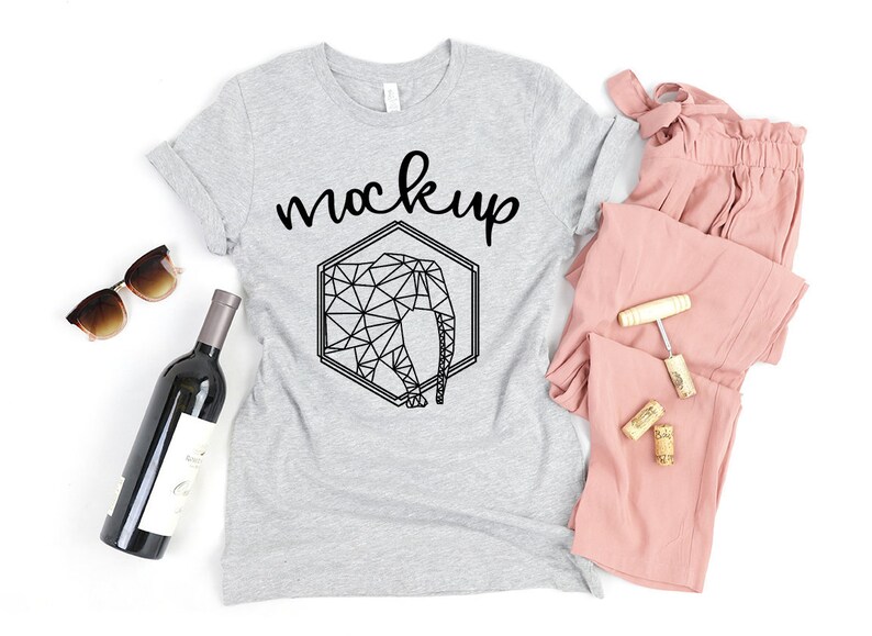3001 Athletic Heather Bella Canvas Mock Up Womens Shirt Etsy