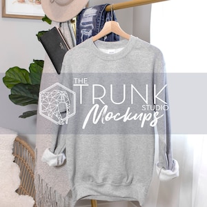 18000 SPORT GREY Mockup, Sport Grey Sweatshirt Mockup, Hanging Mockup, 18000 Mockup Sport Grey, Gildan Sport Grey 18000 Mockup
