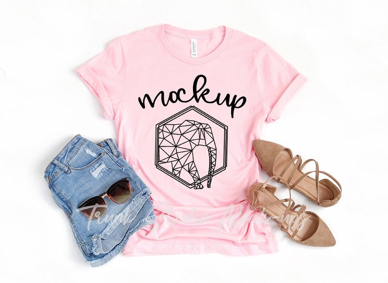 Download Pink Bella Canvas 3001 Shirt Mock Up Womens Shirt Mockup ...
