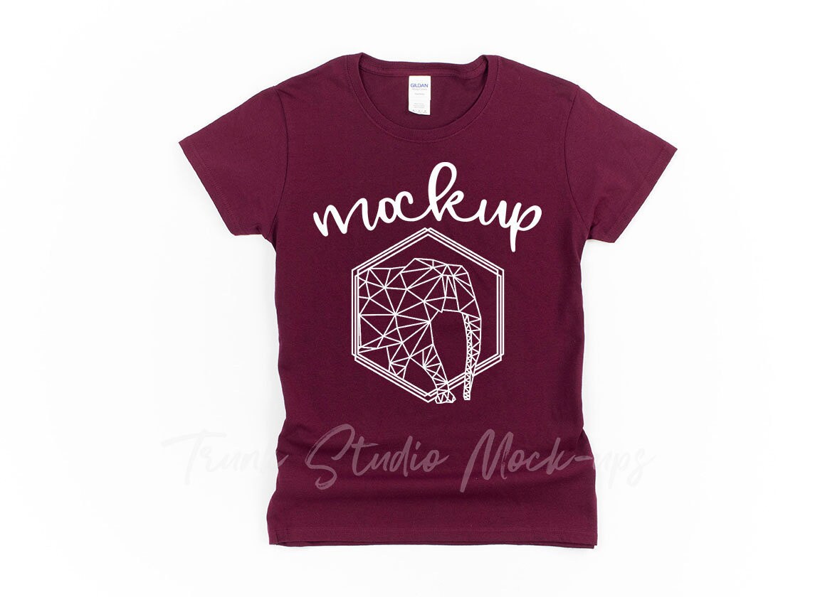 Download Gildan 5000L Maroon Mockup Womens T Shirt Mock Up Heavy | Etsy