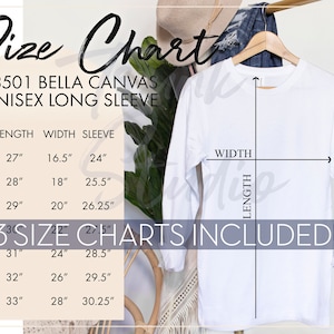 3501 SIZE CHART, 3501 Bella Canvas Size Chart, Bella Canvas 3501 Size Chart, Long Sleeve Size Chart, Size Chart Long Sleeve, Size Chart 3501
