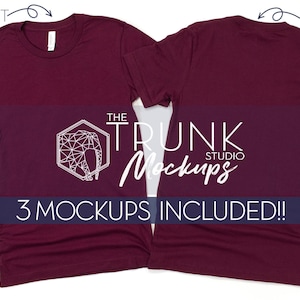 3001 Vorder- und Rückseite Mockup, 3001 MAROON Mockup, Rückseite Shirt Mockup, Maroon Tshirt Mockup, 3001 Mockup Maroon, 3001 Tshirt Mockup