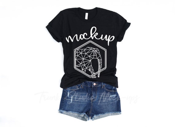 Bella Canvas 3001 Black Shirt Mock Up Womens Shirt Mockup Etsy