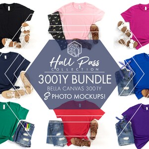 3001y Mockup Bundle, Bella Canvas 3001y Mockup, Kids Shirt Mockup Bundle, 3001y Mockup for Girls, School Shirt Mockup