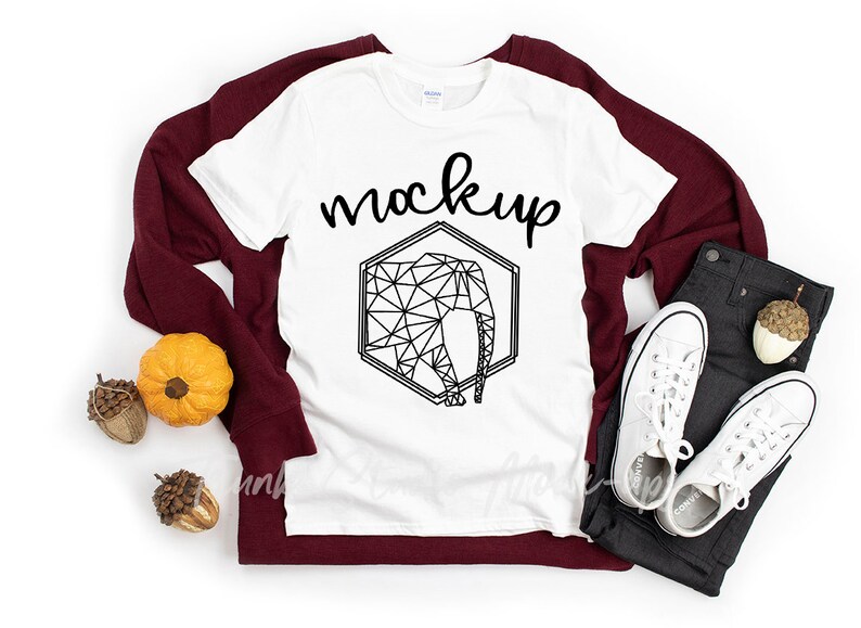 Download FALL Gildan 64000 White Shirt Mock Up Thanksgiving Shirt ...