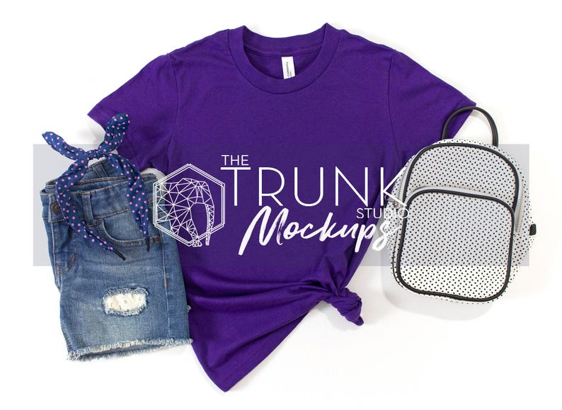 Bella Canvas 3001Y Mockup Bundle | 8 Mädchen Side Tie T-Shirt Flat Lay JPGs Bild 8