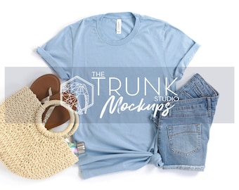 Bella Canvas BABY BLUE 3001 Mock-Up, 3001 Shirt Mockup, Womens TShirt Mock Up, Bella Canvas Mockup, T-Shirt Mock-Ups Baby Blue