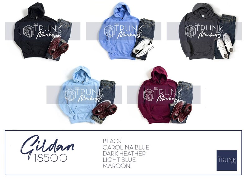 Gildan 18500 Mockup Bundle | 10 Men’s Hoodie Flat Lay JPGs | Download image 2