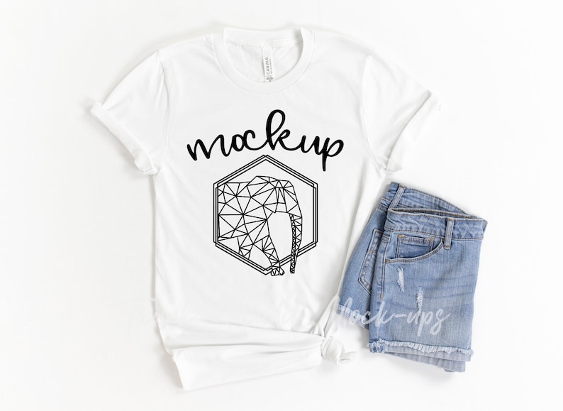 White Bella Canvas 3001 Mockup Blank Shirt Mock Up Womens