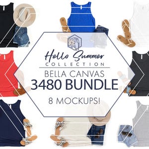 Bella Canvas 3480 Mockup Bundle | 8 Damen Tank Top flach gelegt JPGs