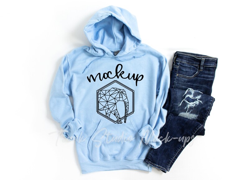 18500 Light Blue Gildan Mock Up Gildan MockUp Light Blue Hoodie Mock Up Unisex Hooded Sweatshirt Mockup SVG Hoodie Mockup
