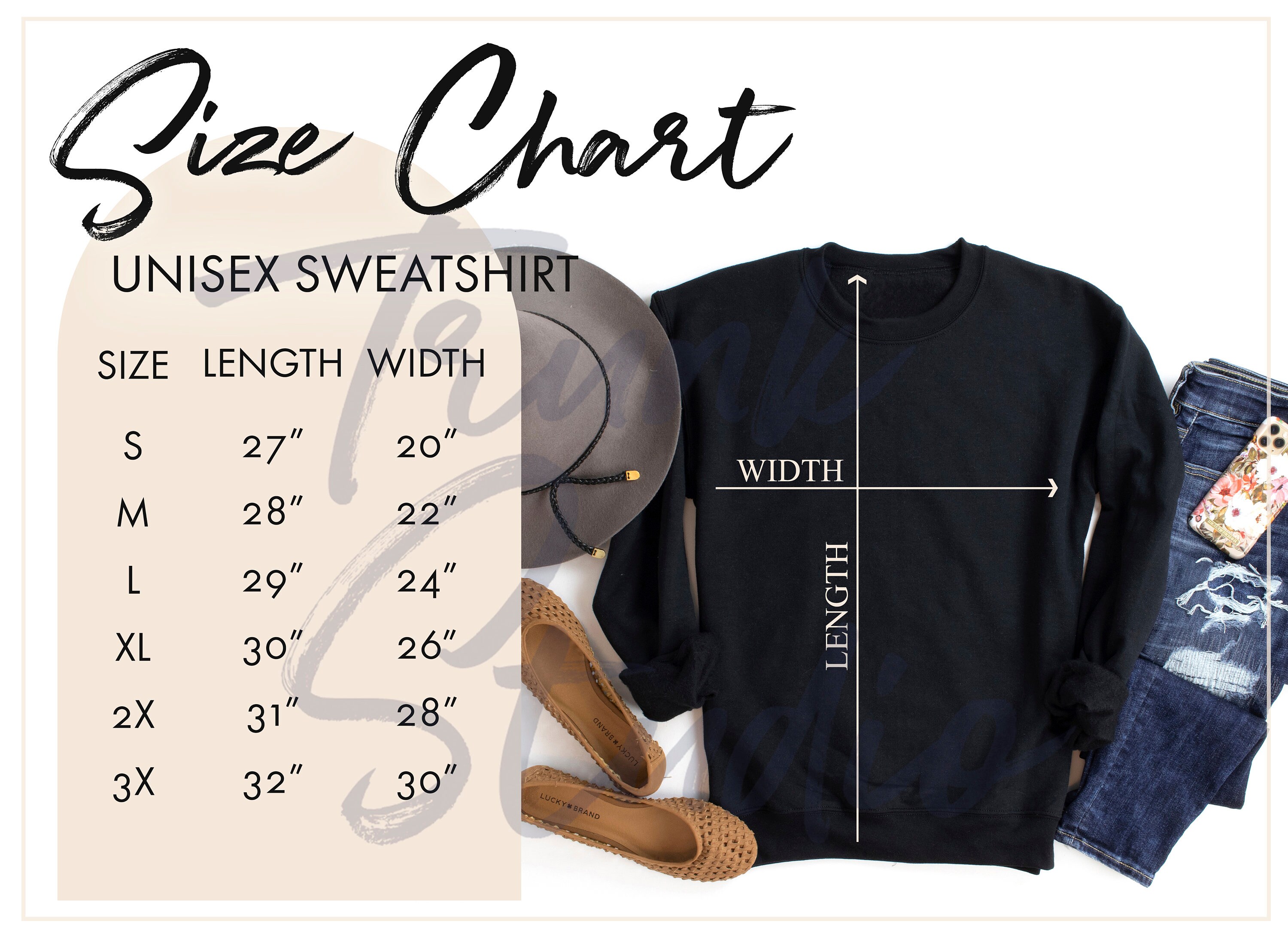 NO TAG-18000 Size Chart Sweatshirt Size Chart Gildan 18000 - Etsy