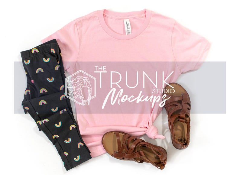 Bella Canvas 3001Y Mockup Bundle | 8 Mädchen Side Tie T-Shirt Flat Lay JPGs Bild 6