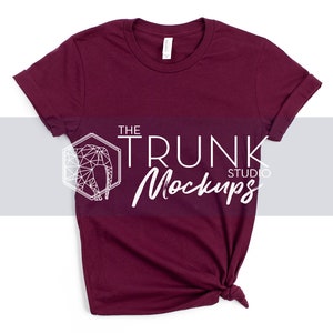 Bella Canvas 3001 MAROON Mockup, 3001 TShirt Mock Ups for Women, Maroon 3001 Mockup, Bella Canvas 3001 Mockup