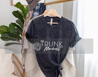Bella Canvas 3650 Black Mineral Wash Mockup | Womens Hanger T-Shirt | JPG