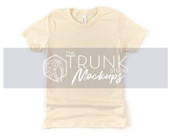 Bella Canvas 3001Y Natural Youth Mockup | Kids Shirt Only Flat Lay