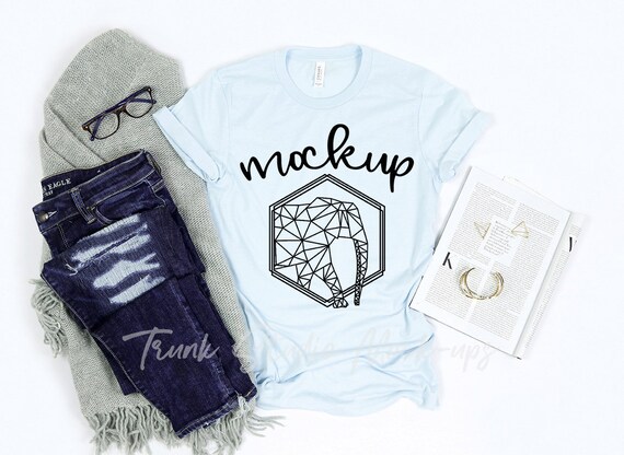 Bella Canvas 3001 Heather Ice Blue T Shirt Mock Up Womens Etsy