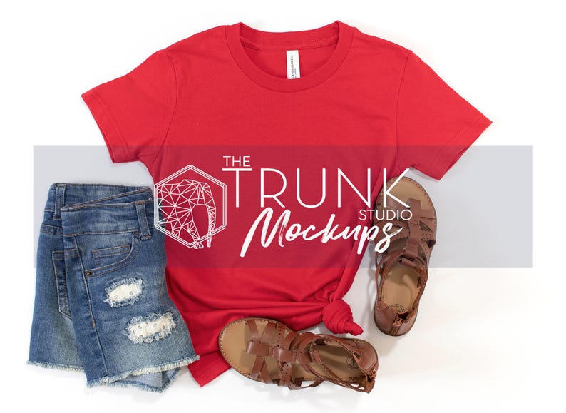 Bella Canvas 3001Y Mockup Bundle | 8 Mädchen Side Tie T-Shirt Flat Lay JPGs Bild 7