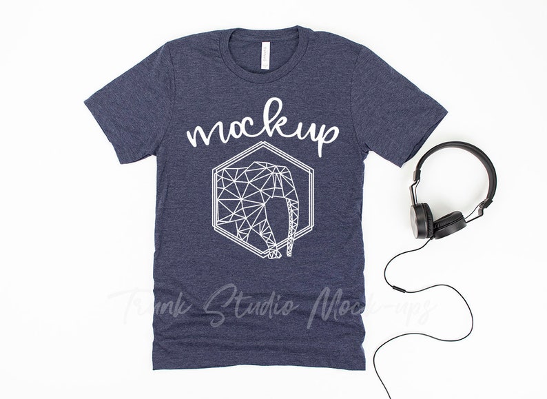 Bella Canvas 3001 Heather Navy T-shirt Mock Up Mens Shirt ...