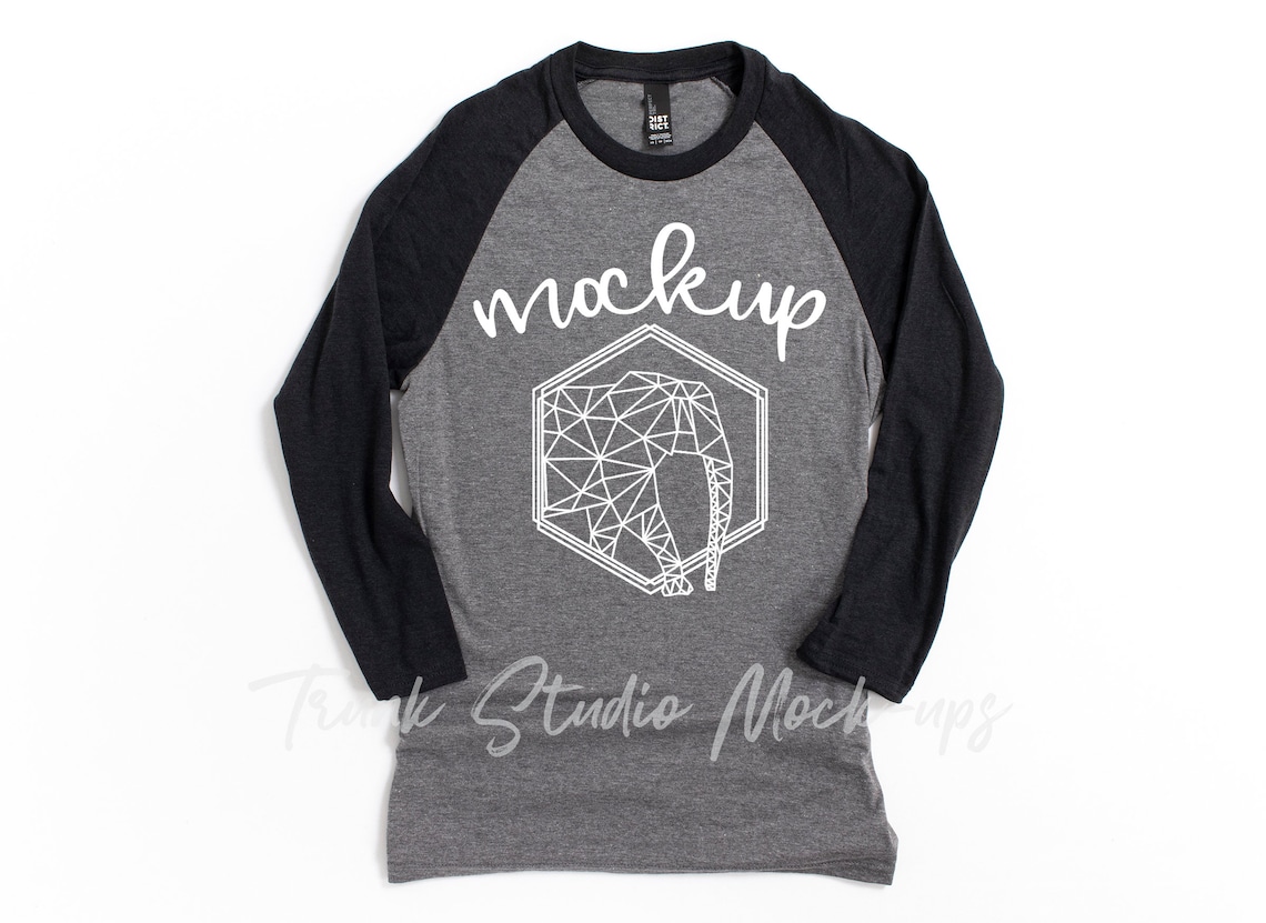 Black and Grey District DM136 Mock Up DM136 Raglan Mockup