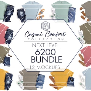 Next Level 6200 Mockup Bundle | 12 Womens T-Shirt Flat Lays | JPG