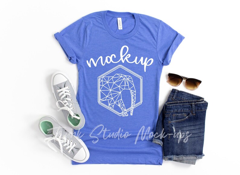 Download 3001 Bella Canvas Heather Columbia Blue Mock Up Womens ...