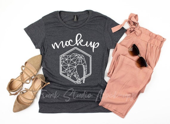 Anvil 880 Heather Dark Grey Women S Shirt Mock Up Anvil Etsy