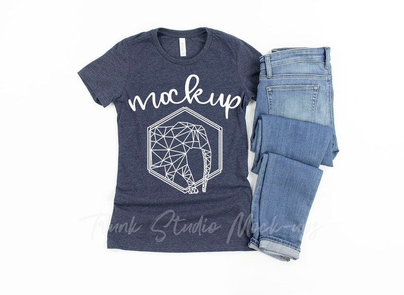Download Bella Canvas 6004 Shirt Mockup Heather Navy Mockup Shirt ...