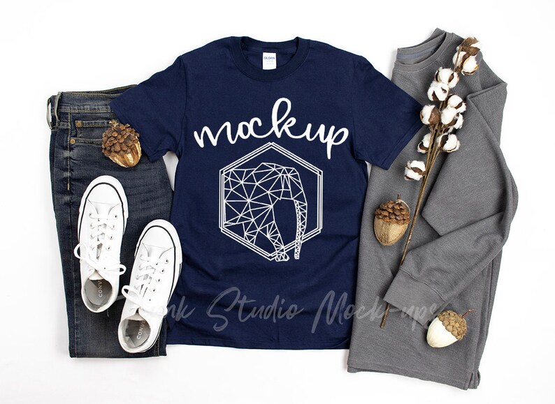 Download FALL Gildan 64000 Navy Shirt Mock Up / Thanksgiving Shirt ...