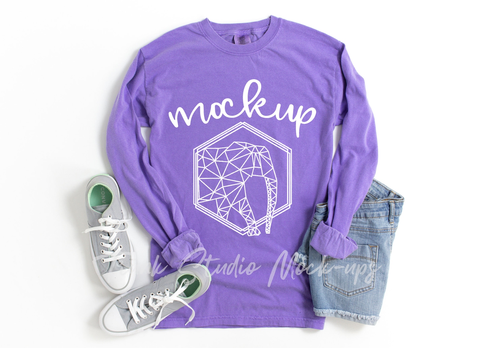 Comfort Colors 6014 Long Sleeve Mock 6014 Violet MockUp