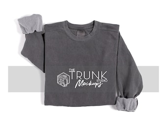 Comfort Colors 1566 Pepper Mockup | Folded Sweatshirt Flat Lay