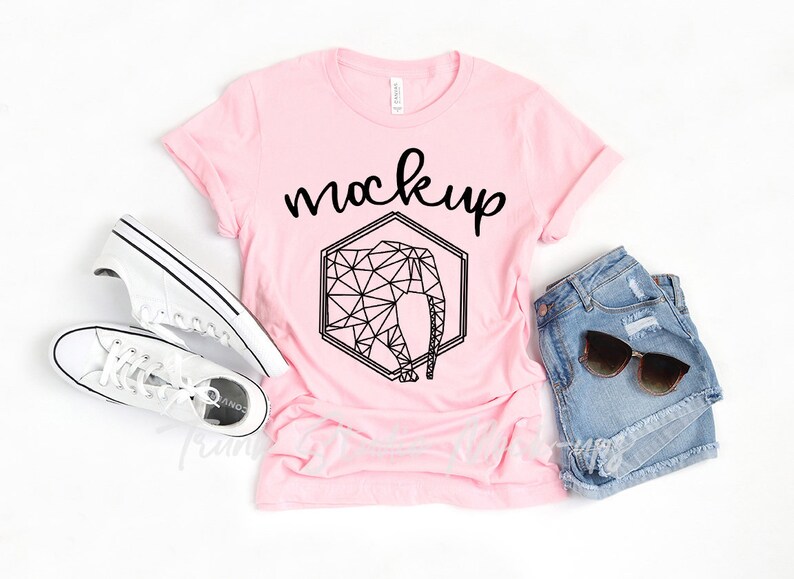 Download Bella Canvas 3001 Pink Shirt Mock Up Womens Shirt Mockup | Etsy
