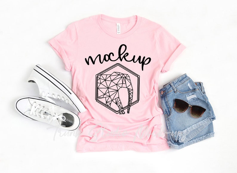 Download Bella Canvas 3001 Pink Shirt Mock Up Womens Shirt Mockup ...