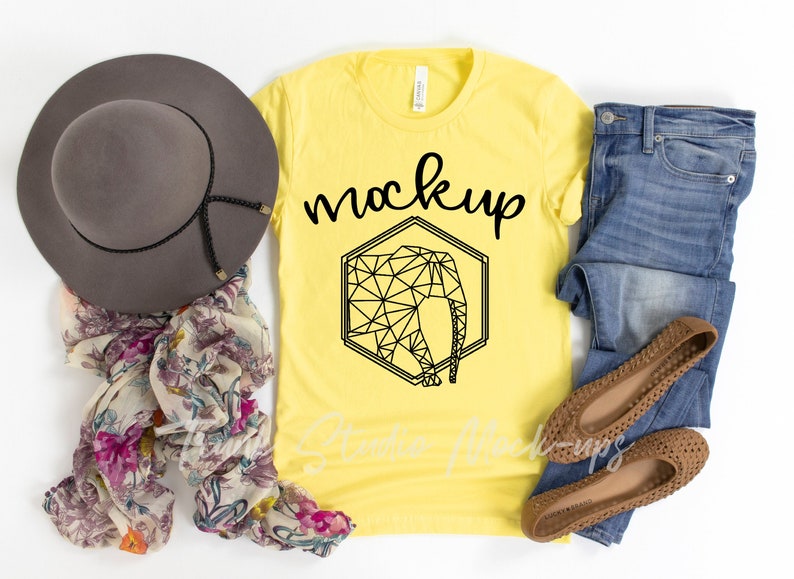 Download Bella Canvas Yellow 3001 Shirt Mockup Bella 3001 Mock up ...