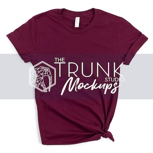 Bella Canvas 3001 MAROON Mockup, 3001 TShirt Mock Ups for Women, Maroon 3001 Mockup, Bella Canvas 3001 Mockup