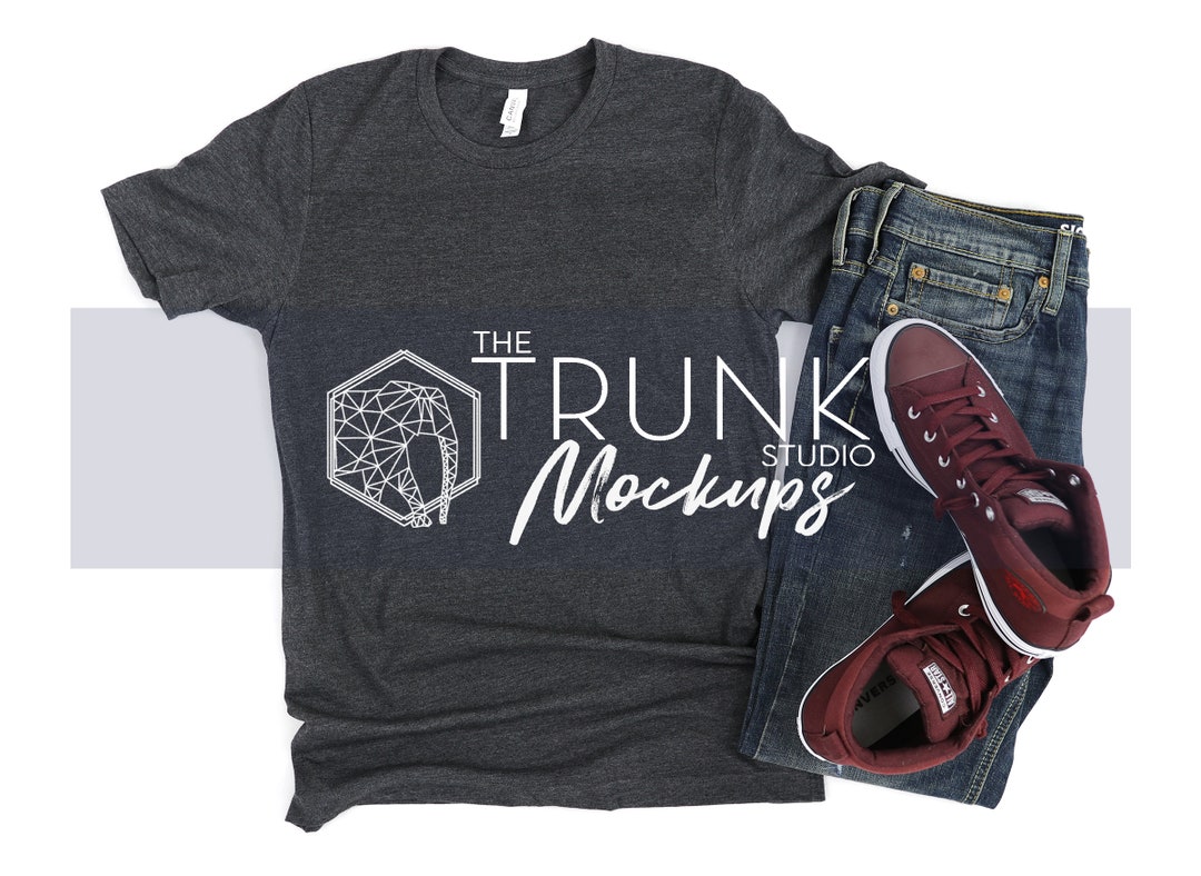 3001 Dark Grey Heather Mockup, Bella Canvas 3001 Mockup, 3001 Mens ...