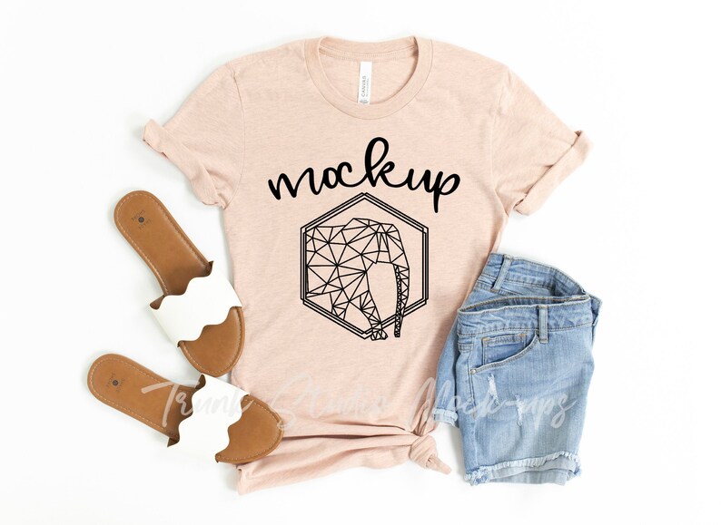 Download 3001 Heather Prism Peach Bella Canvas TShirt Mock up Bella ...