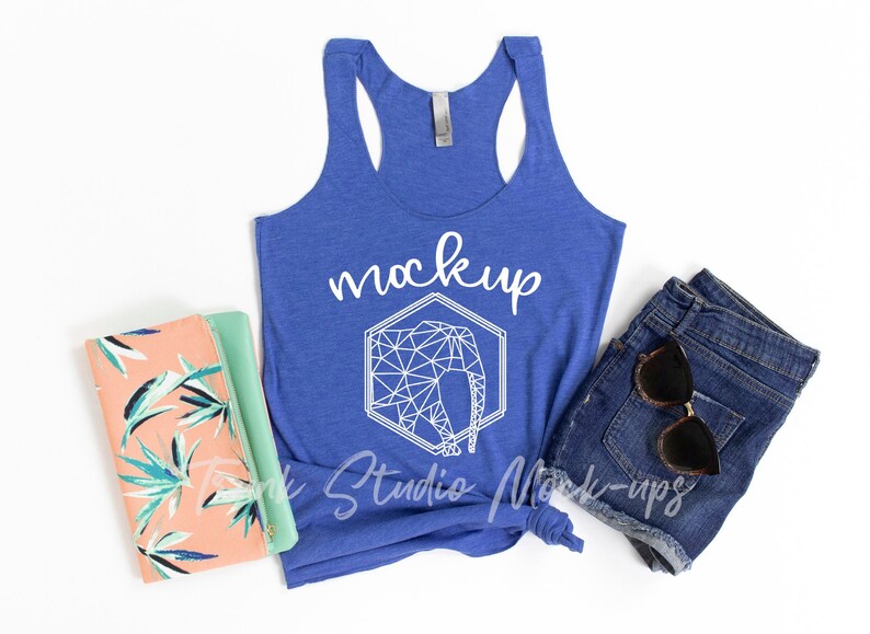 6733 Vintage Royal Mockup Next Level Tank Mockup Racerback Tank Mock Up Vintage Royal Next Level Tank Top Mockup Blue Tank Mockup